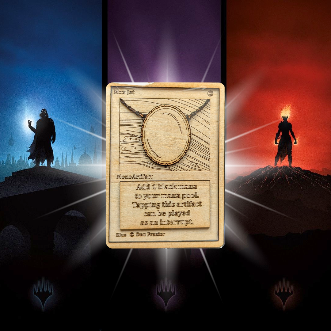Carta Magic: The Gathering Mox Jet in Legno - Incisione Laser