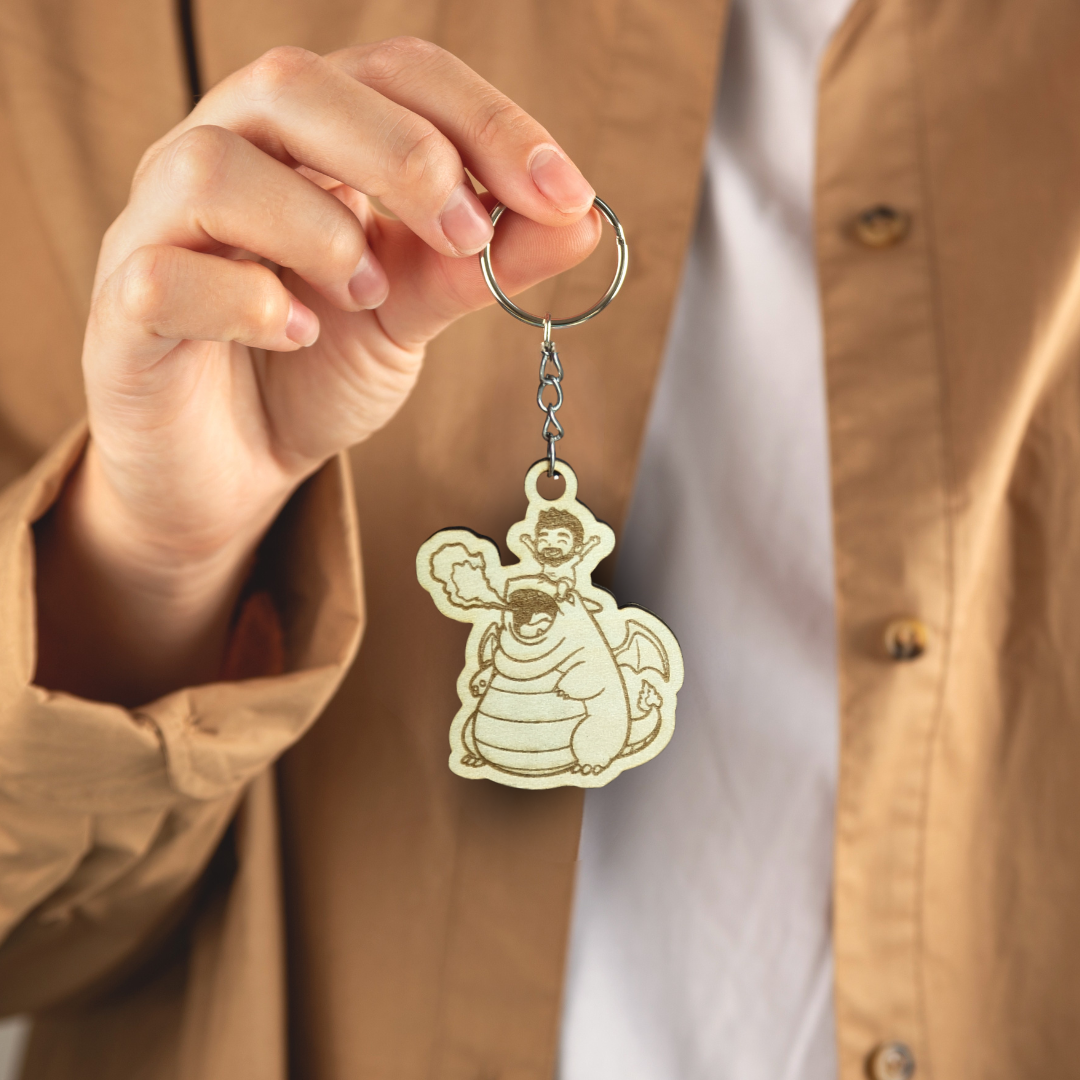 Portachiavi “Charilard” – Collab Jafarrooo | In Legno con Incisione Laser 🔥🔑