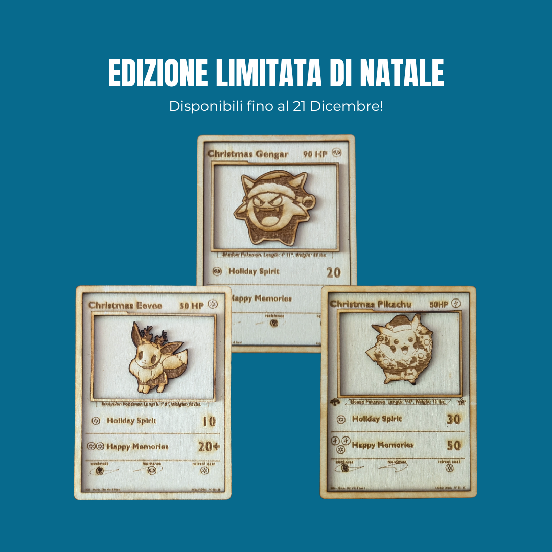 Christmas Gengar in Legno: Carta Pokémon Multistrato con Incisione Laser - Limited Edition Natale '25🎄👻