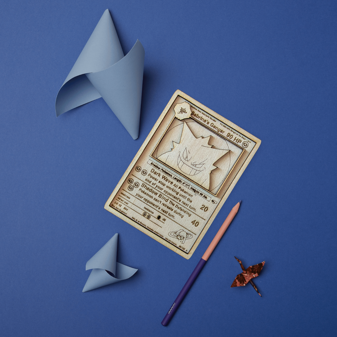 Carta Pokémon Sabrina's Gengar Multistrato in Legno con Incisione Laser 👻✨