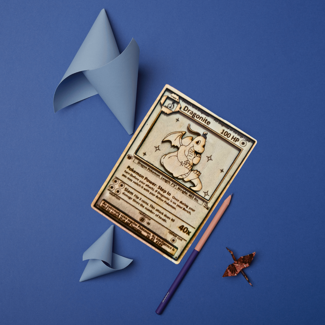 Carta Pokémon Dragonite Multistrato in Legno con Incisione Laser 🐉✨
