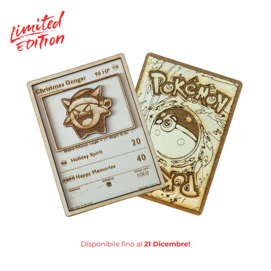 Christmas Gengar in Legno: Carta Pokémon Multistrato con Incisione Laser - Limited Edition Natale '25🎄👻