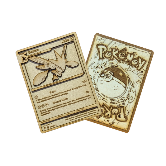 Scizor in Legno – Carta Pokémon Scizor Multistrato con Incisione Laser 🔴