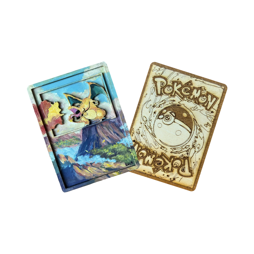 Charizard Dipinto a Mano in Legno | Carta Pokémon Multistrato | Collab Eevee Artwork 🎨