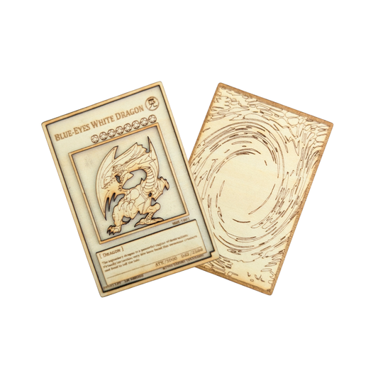 Drago Bianco Occhi Blu in Legno: la Carta Yu-Gi-Oh! con Incisione Laser Multistrato ⚔️🔥
