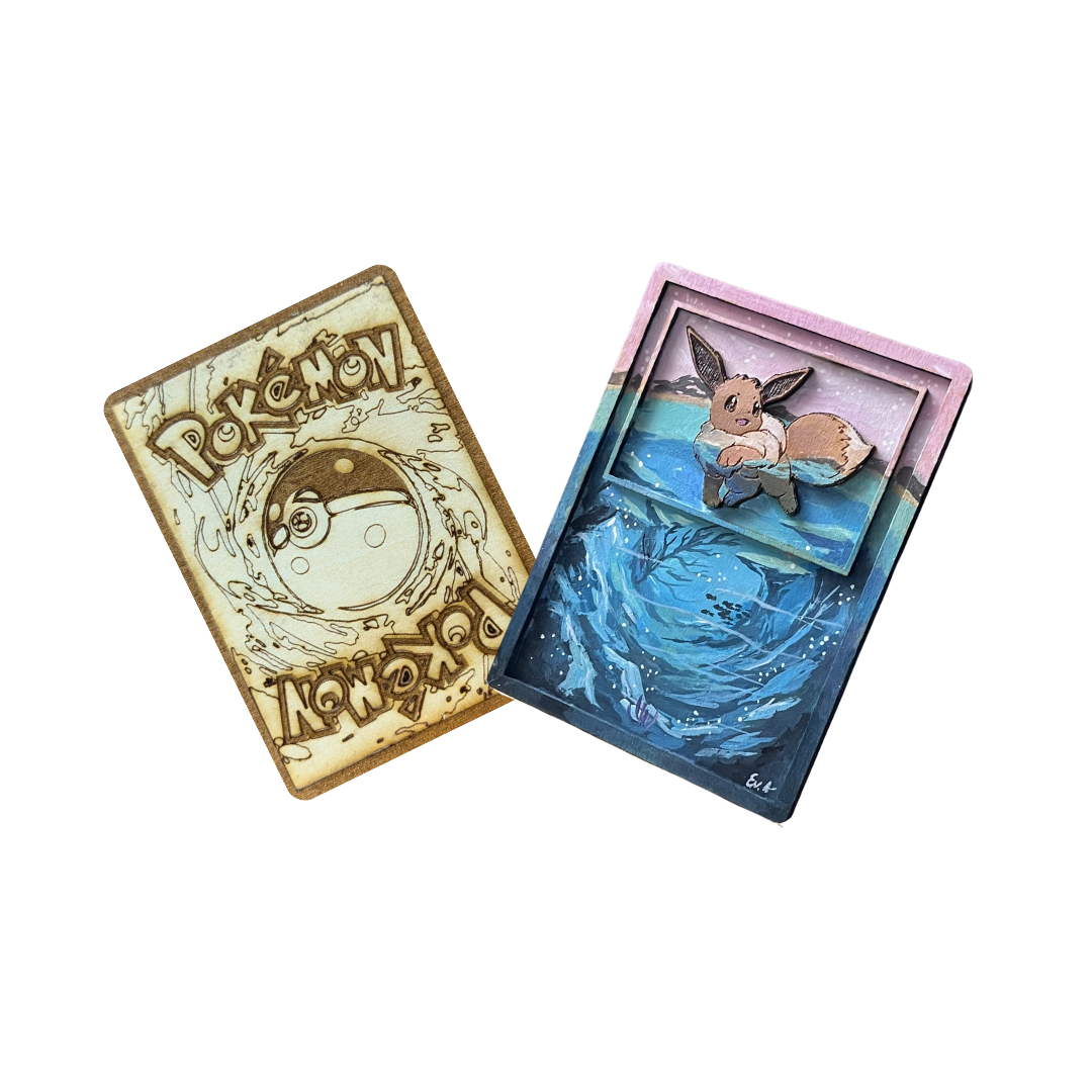 Eevee Dipinto a Mano in Legno | Carta Pokémon Multistrato | Collab Eevee Artwork 🎨