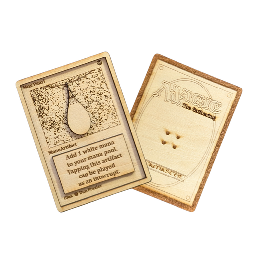 Carta Magic: The Gathering Mox Pearl ⚪ in Legno - Incisione Laser