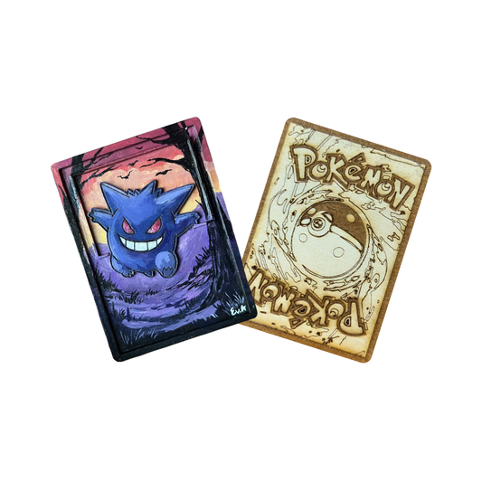Gengar Dipinto a Mano in Legno | Carta Pokémon Multistrato | Collab Eevee Artwork 🎨
