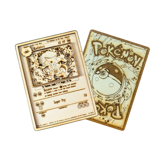 Carta Pokémon Kadabra in Legno Multistrato con Incisione Laser 🔮