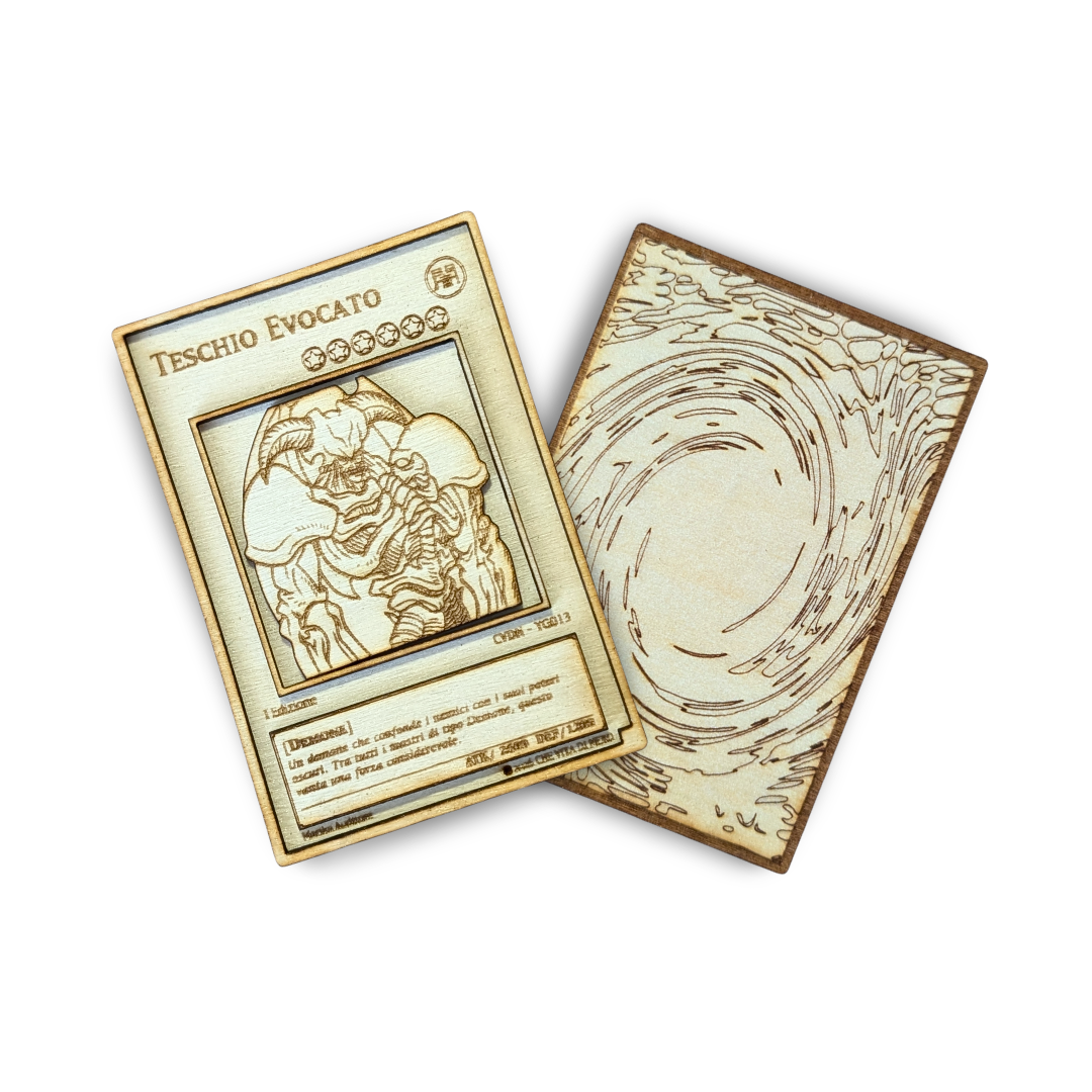 Teschio Evocato in Legno • Carta Yu-Gi-Oh! • Multistrato • Incisione Laser 💀