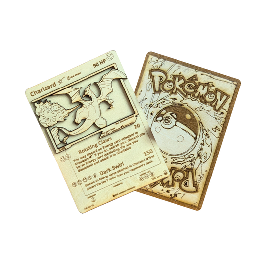 Dark Charizard in Legno: Carta Pokémon Multistrato con Incisione Laser 🔥🐉
