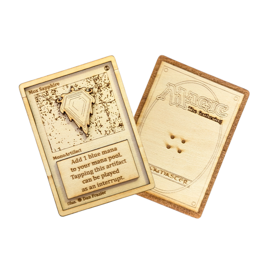 Carta Magic: The Gathering Mox Sapphire 🔵 in Legno - Incisione Laser