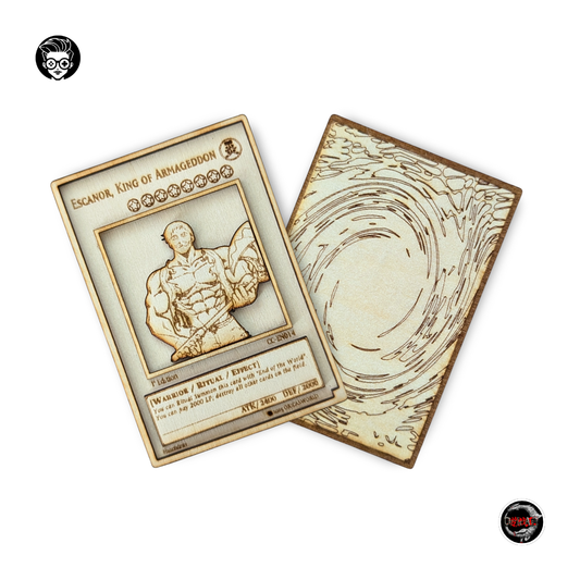 Escanor × Demise, Re dell’Armageddon – Carta Yu-Gi-Oh! Crossover in Legno – Collab OricasWorld 🔥