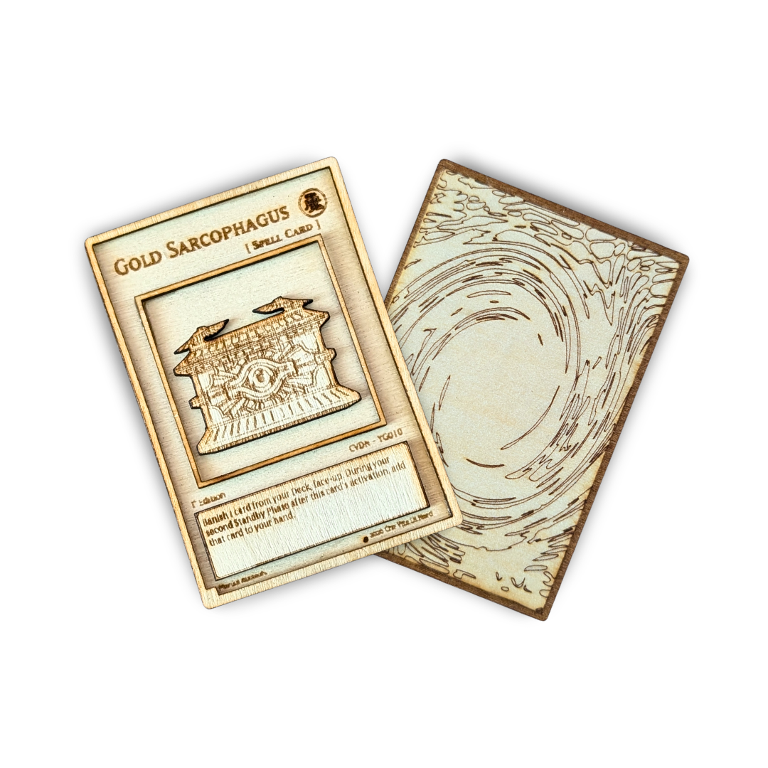 Gold Sarcophagus (Sarcofago d'Oro) in Legno – Carta Yu-Gi-Oh! Multistrato con Incisione Laser 🏺✨