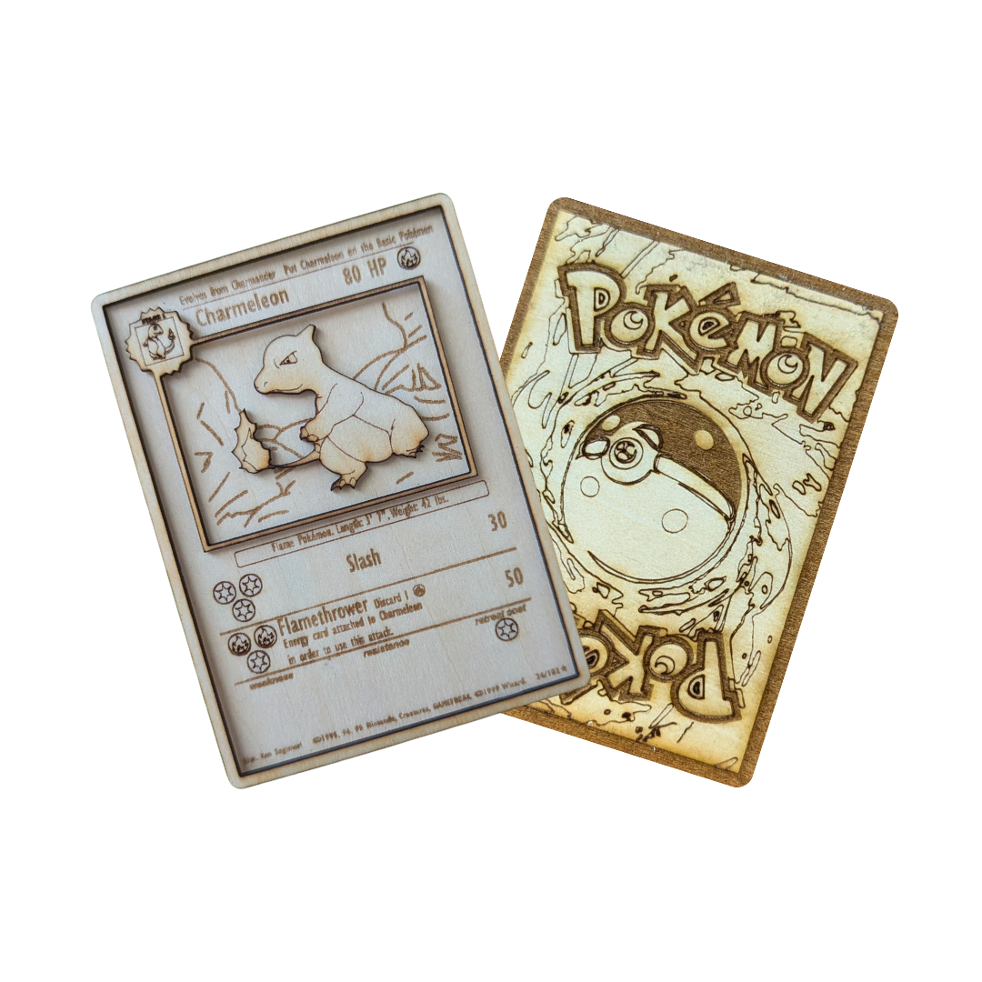 Charmeleon in Legno: Carta Pokémon Multistrato con Incisione Laser Fiammante 🔥