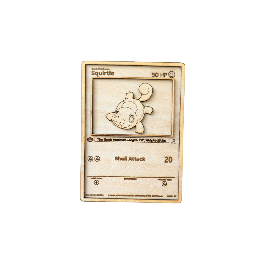 Squirtle in Legno: Carta Pokémon Multistrato con Incisione Laser di Precisione 🐢💧
