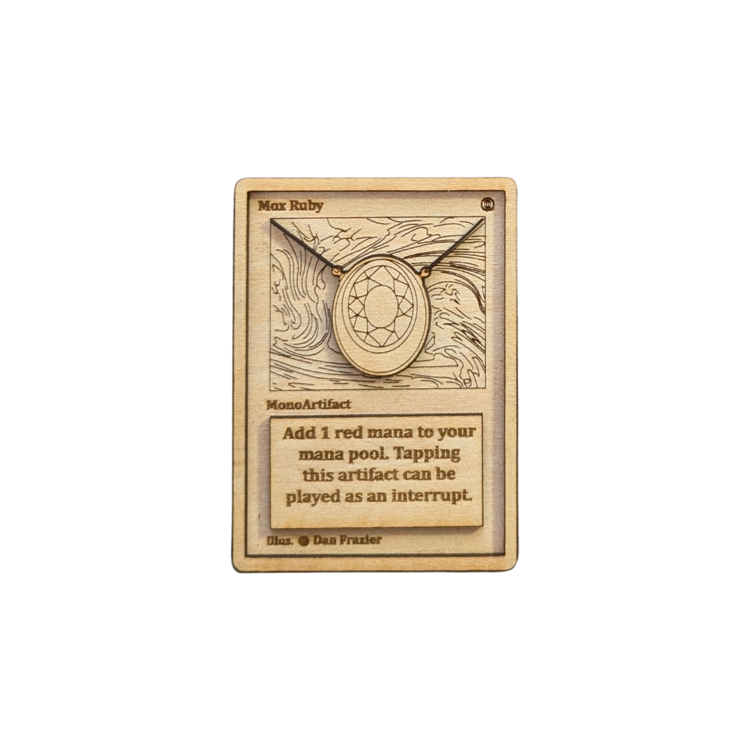 Carta Magic: The Gathering Mox Ruby 🔥 in Legno - Incisione Laser