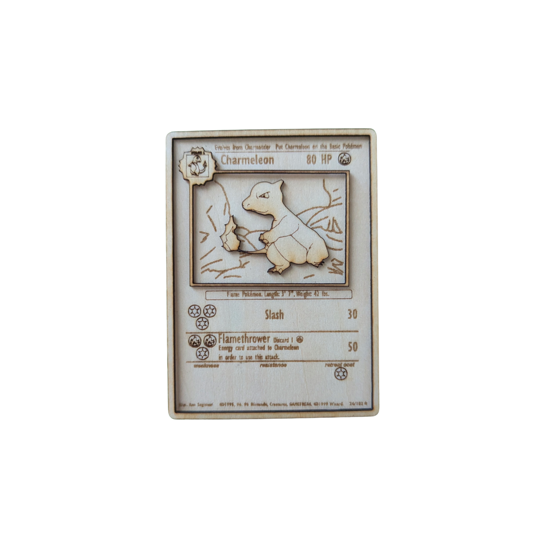 Charmeleon in Legno: Carta Pokémon Multistrato con Incisione Laser Fiammante 🔥