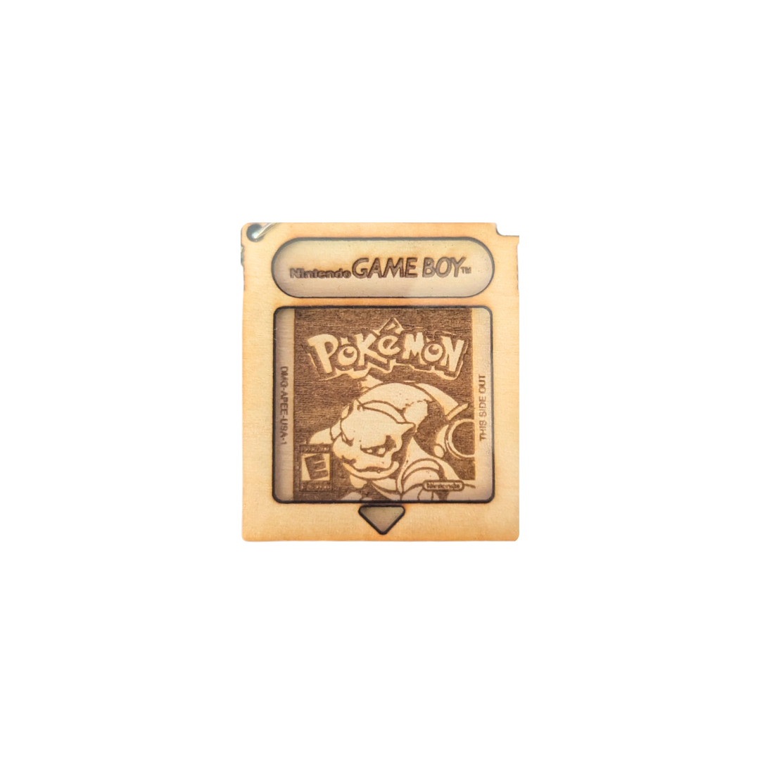 Portachiavi Pokémon Blu in Legno - Cartuccia Game Boy Incisa a Laser 🎮