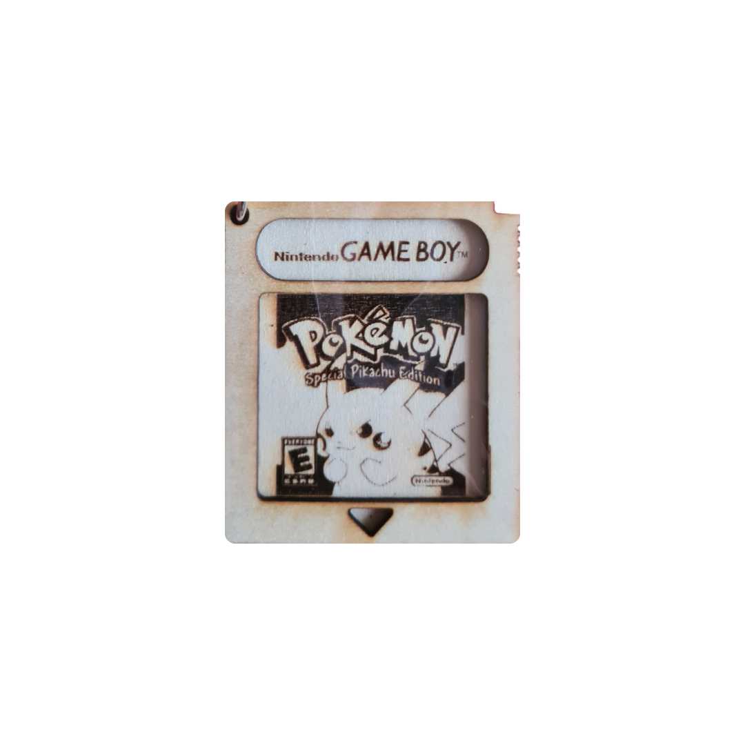 Portachiavi Pokémon Giallo in Legno - Cartuccia Game Boy Incisa a Laser ⚡🐭