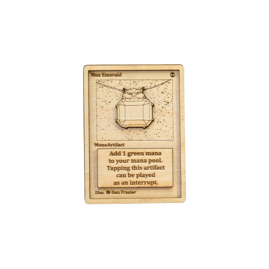 Carta Magic: The Gathering Mox Emerald 🌿 in Legno - Incisione Laser