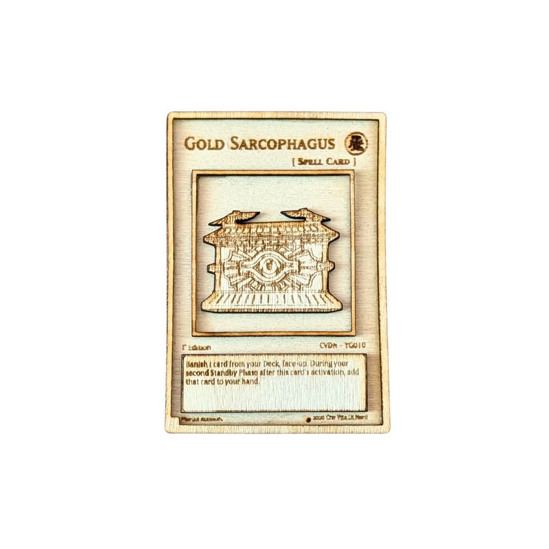 Gold Sarcophagus (Sarcofago d'Oro) in Legno – Carta Yu-Gi-Oh! Multistrato con Incisione Laser 🏺✨