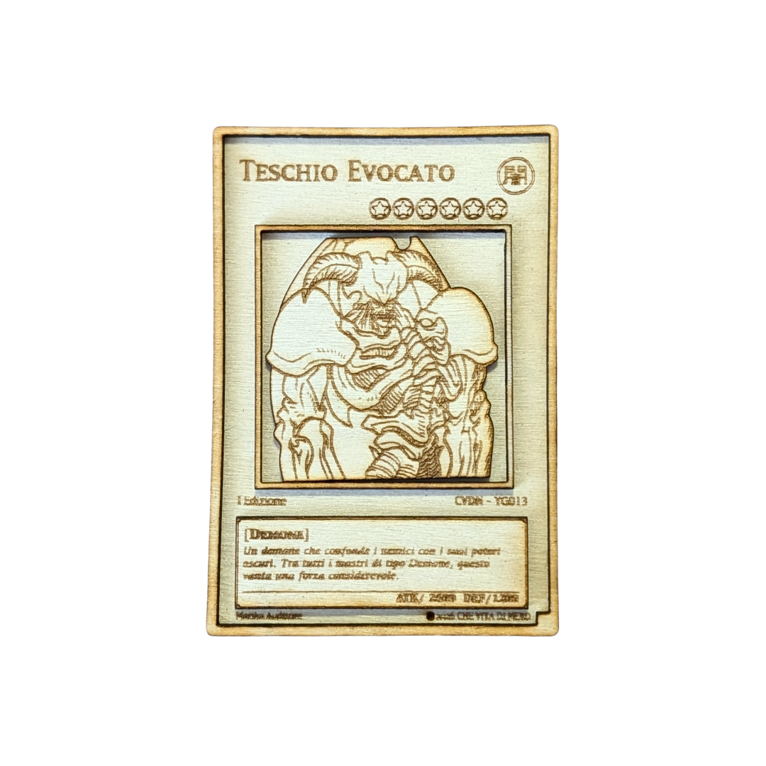 Teschio Evocato in Legno • Carta Yu-Gi-Oh! • Multistrato • Incisione Laser 💀