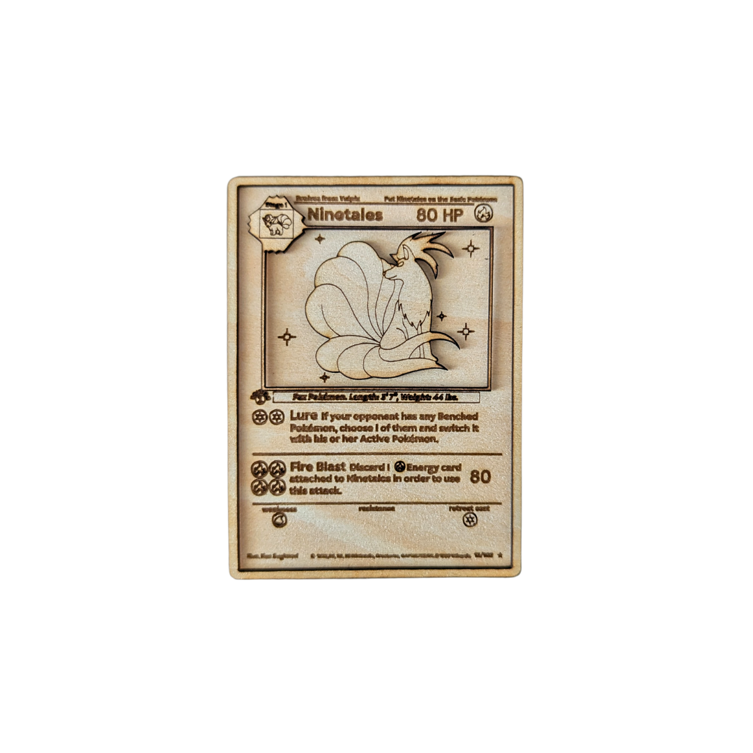 Carta Pokémon Ninetales Multistrato in Legno con Incisione Laser 🔥🦊