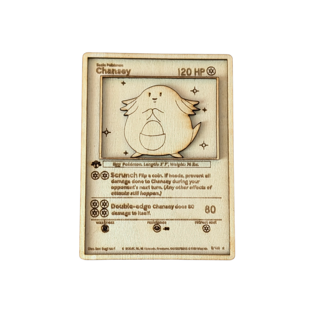 Chansey in Legno – Carta Pokémon Multistrato con Incisione Laser 🌸🥚