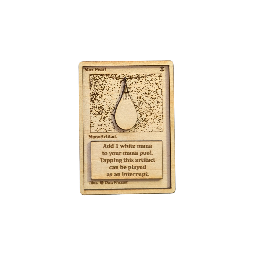 Carta Magic: The Gathering Mox Pearl ⚪ in Legno - Incisione Laser
