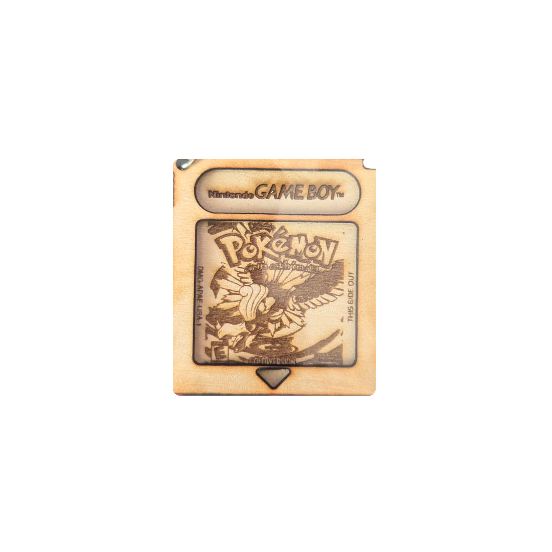 Portachiavi Pokémon Oro in Legno - Cartuccia Game Boy Incisa a Laser 🏆✨