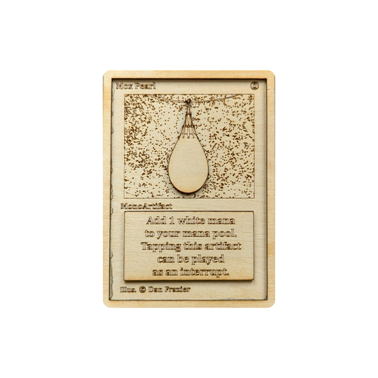 Carta Magic: The Gathering Mox Pearl ⚪ in Legno - Incisione Laser
