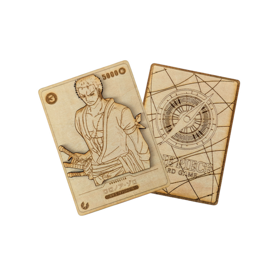 Roronoa Zoro in Legno: la Carta One Piece con Incisione Laser Multistrato ⚔️☠️