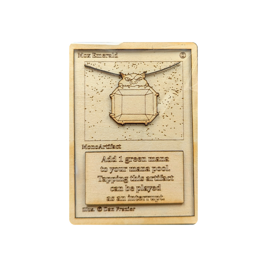 Carta Magic: The Gathering Mox Emerald 🌿 in Legno - Incisione Laser