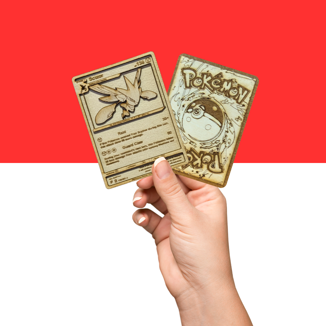 Scizor in Legno – Carta Pokémon Scizor Multistrato con Incisione Laser 🔴